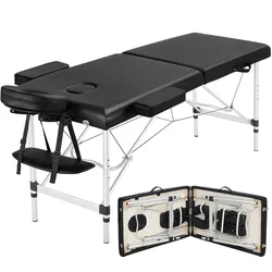 Mesas de masaje portátiles de 84 pulgadas, cama de aluminio de altura ajustable para salón Facial, cama de tatuaje con bolsa no tejida, color negro