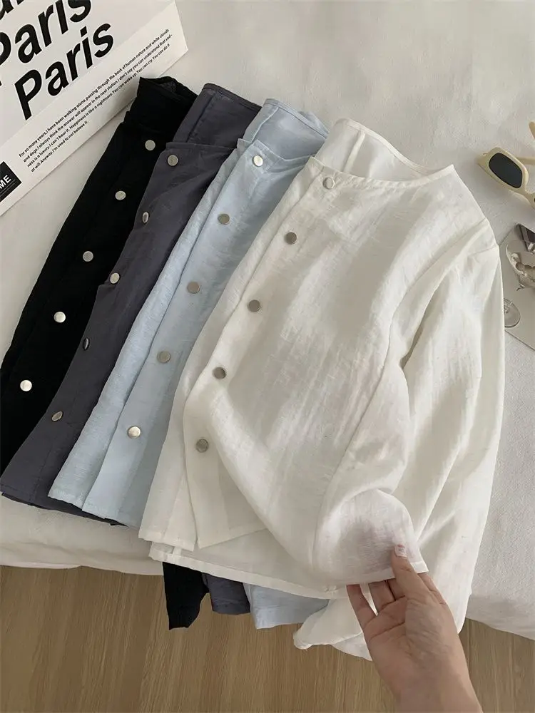 

plus Size Women's Summer Casual Cool Open Cardigan Sun Protection Loose Fit Fashionable Outerwear Short Sleeve round Neck