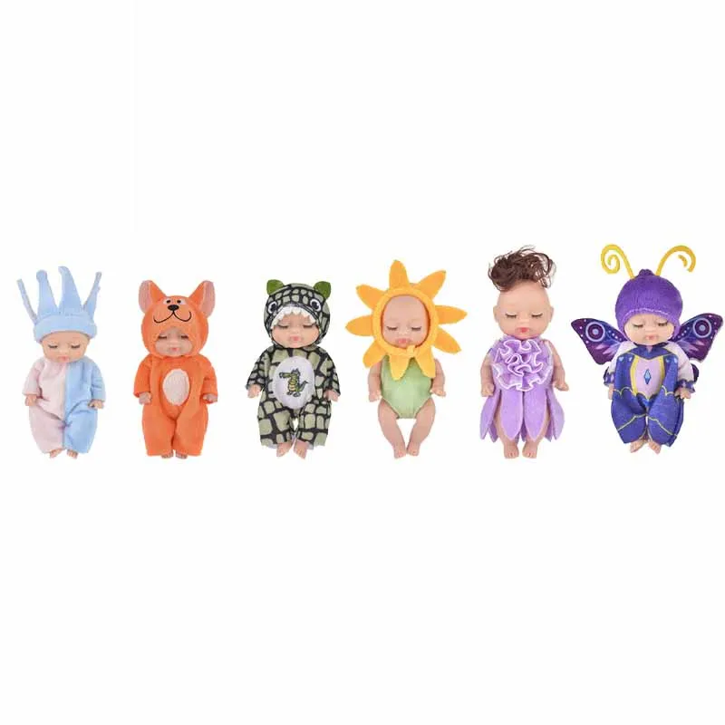 Simulation Sleep Reborn Doll Toys Cute Mini Animal Flowers Butterfly Costume Reborn Doll Joints Movable Girl Play House Toys