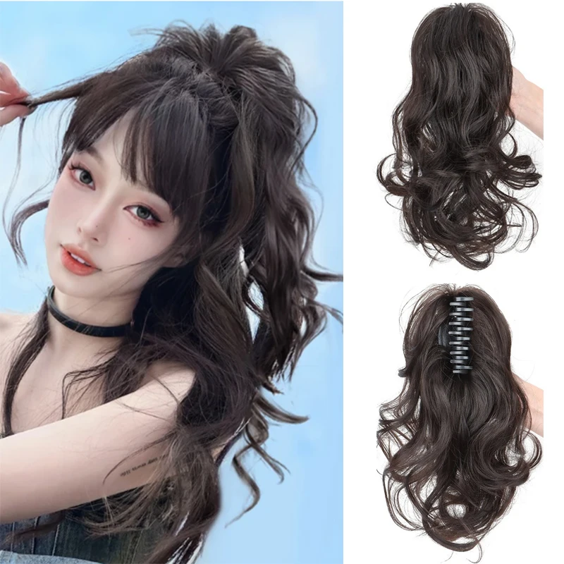 H&STAR 14Inch Synthetic  Curly Wavy Ponytail  Chic Hairpiece with Easy Claw Elegant Style for Women