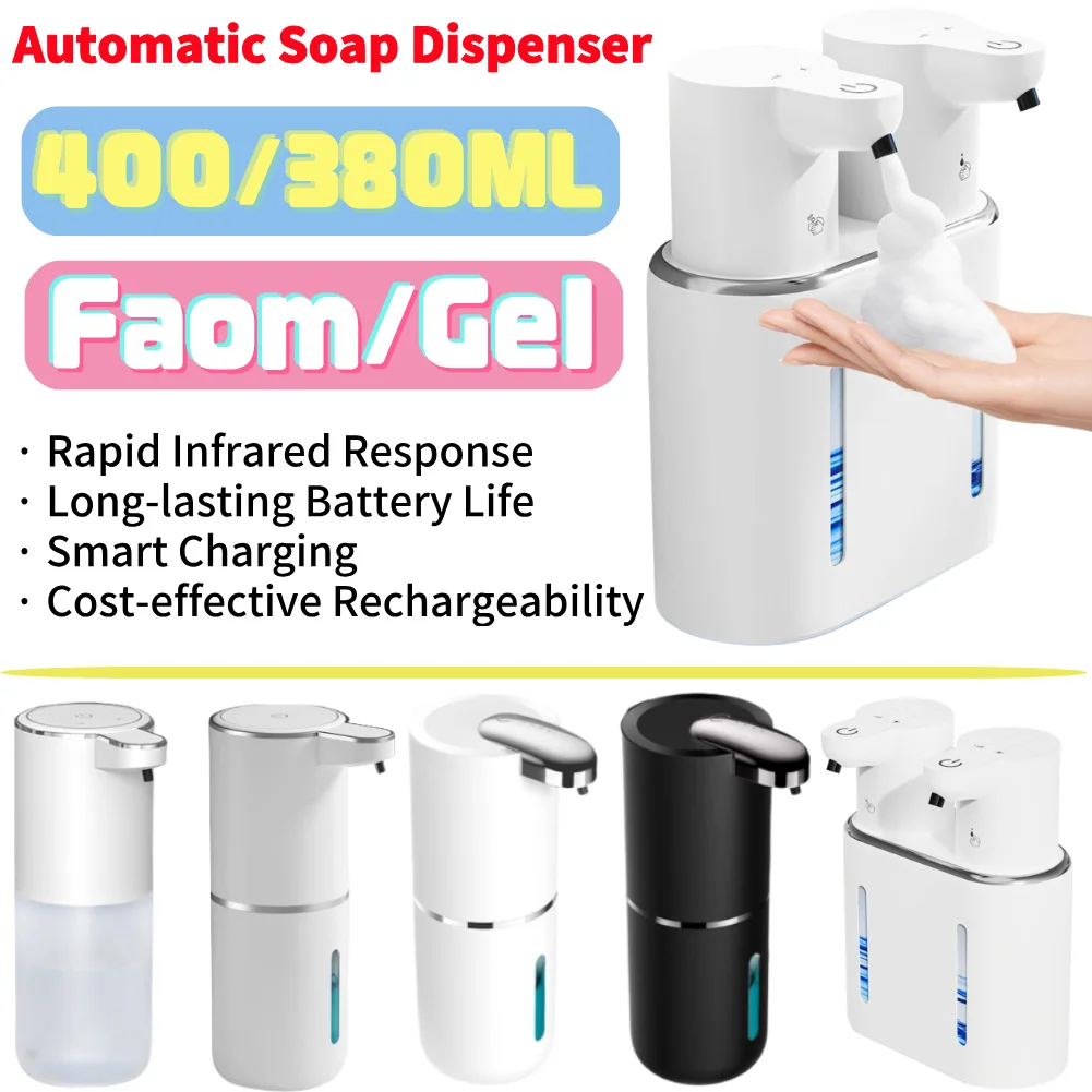 

Double-Head Automatic Soap Dispenser Touchless Foam/Gel Infrared Induction Hand Washing Soap Dispenser Wall-Mounted 400/380ML