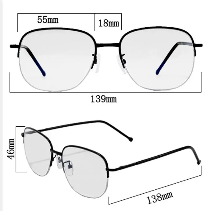 Große Halbrahmen-Lesebrille aus Metall und Titan mit Gleitsichtgläsern für Damen und Herren, Blaulichtfilter und UV-Schutz für Weitsichtigkeit – Detail 6