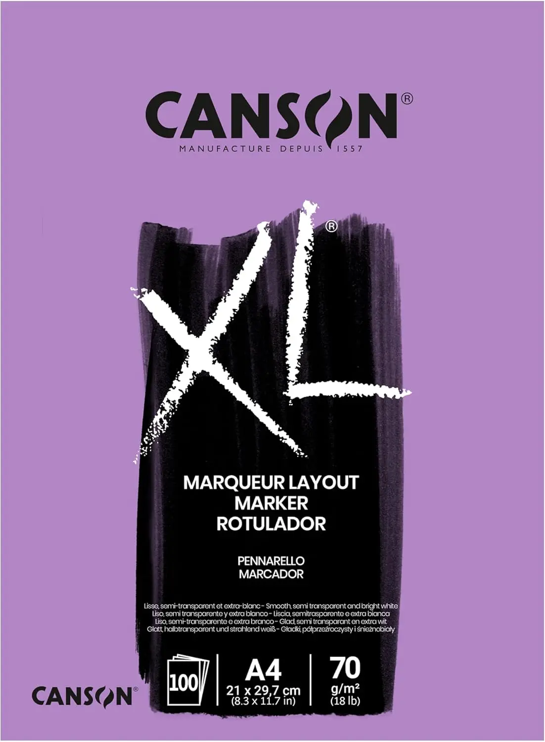 

Бумага для маркеров A4 XL, 70 г/м², гладкая, на клеевой основе, с коротким краем, 100 экстра-белых листов для профессиональных художников и иллюстраторов