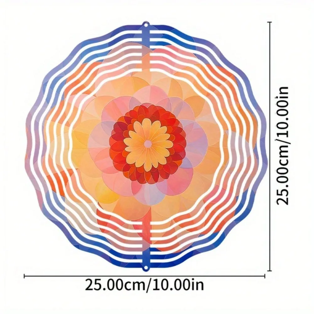 ماندالا الرياح الرنين، 10 بوصة معلقة الرياح الدوار مع 360 °   خطاف دوار، لا حاجة إلى بطاريات - ديكور خارجي مثالي للحديقة