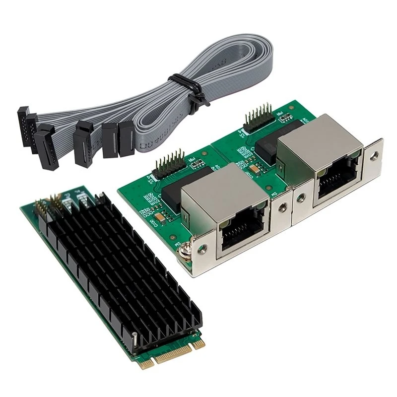 M. 2 B+ M Key Network Card For Pcie 1G 2XRJ45 Port I350T2 Vision Acquisition RS232 Serial Port For Desktop Server