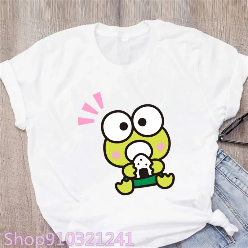 Anime Cartoon Kikker T-Shirt Vrouwen Keroppi Manga T-Shirt Nieuwe Mode T-Shirt Schattige Tops Zomer Losse Vrouwelijke Kleding Dropshipping