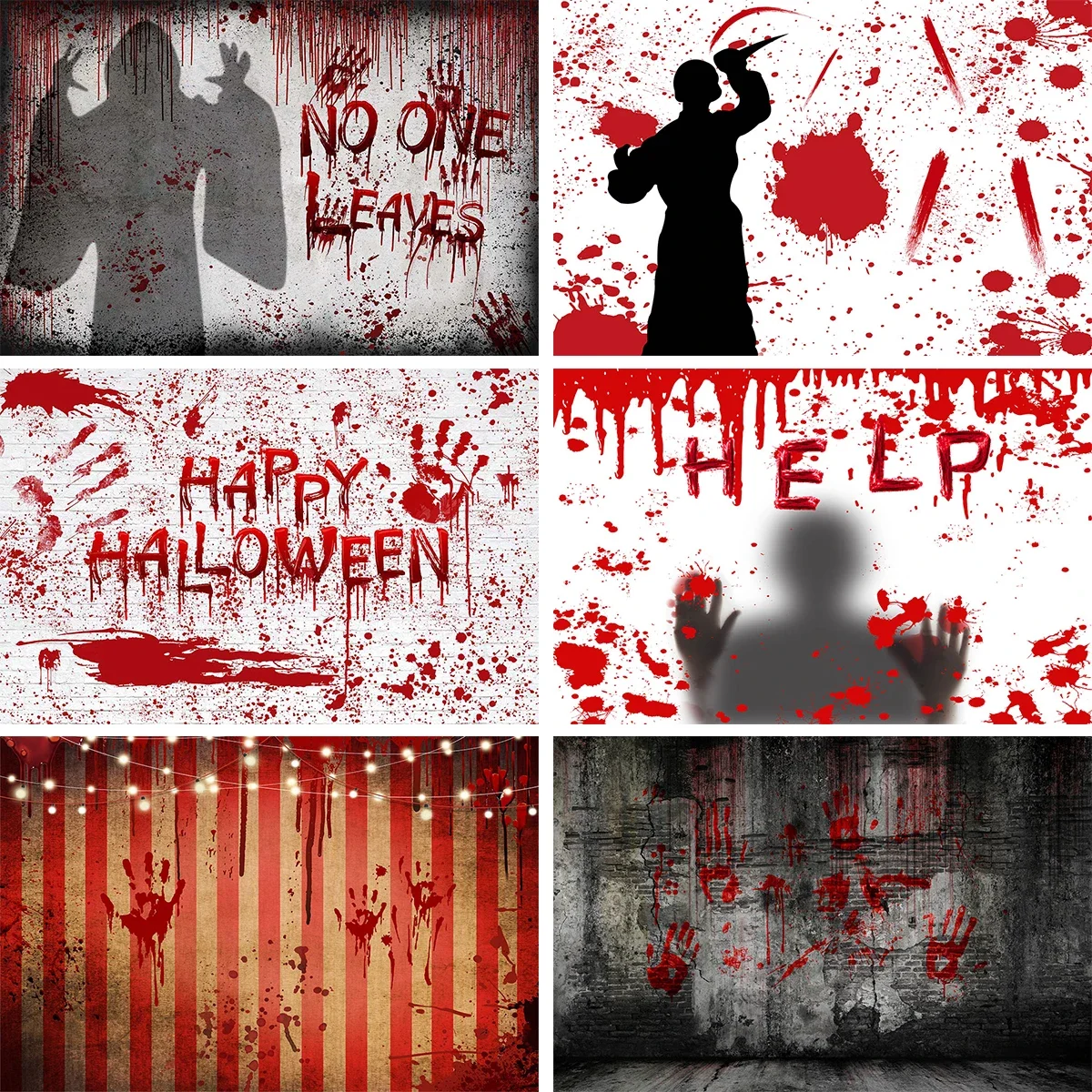 Blood Stain Decor Backdrop Halloween Kids Child Photography Adult Ghost House Baby Brick Wall Festival Background Photostudio