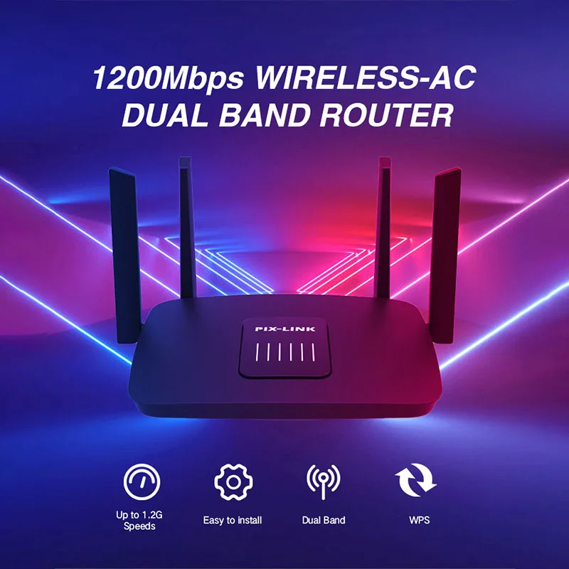 PIX-LINK AC06 1200Mbps Wireless-AC Dual Band Router 2.4G/5G 4 External Antennas Router/Repeater/AP Mode For Home Office Gaming