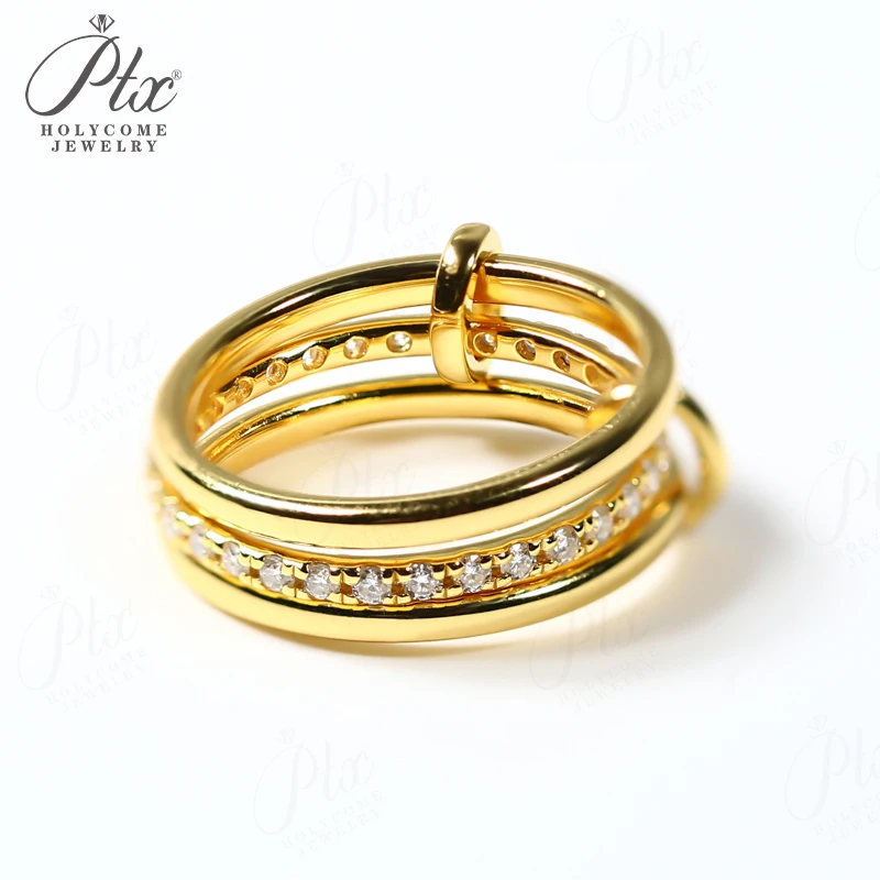 

Stacking Ring Lab Grown Moissanite Sapphire 925 Silver 10K 14K 18K Gold Multilayer Connecting Band Hypoallergenic Ins Style