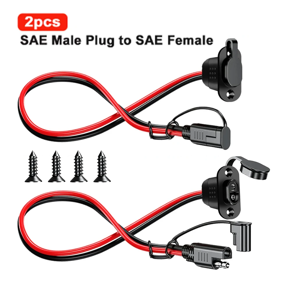 SAE Quick Connector Harness SAE Adapter Male Plug to Female Socket Cable 1FT 12AWG SAE Extension Cord