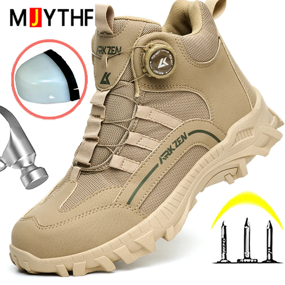 Male Indestructible Shoes Composite Toe Protection Shoes Security Puncture-Proof Work Sneakers Safety Boot for Engineers Men