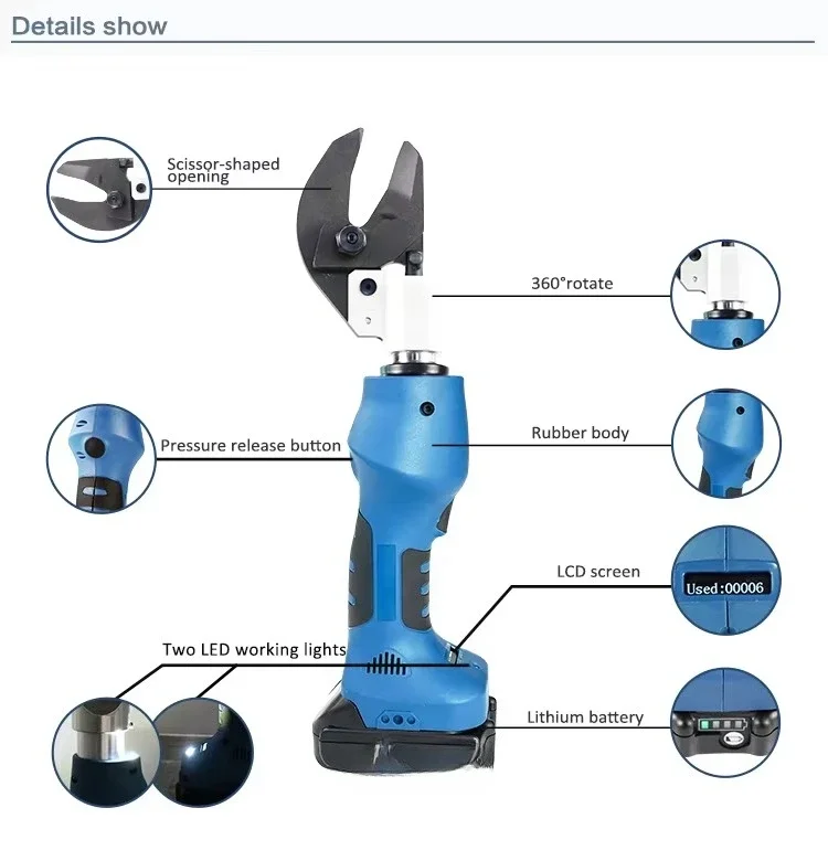 ECT-32L Mini High Performance 1.5T 350 Degree Battery Powered Cable Hydraulic Cutting Tool