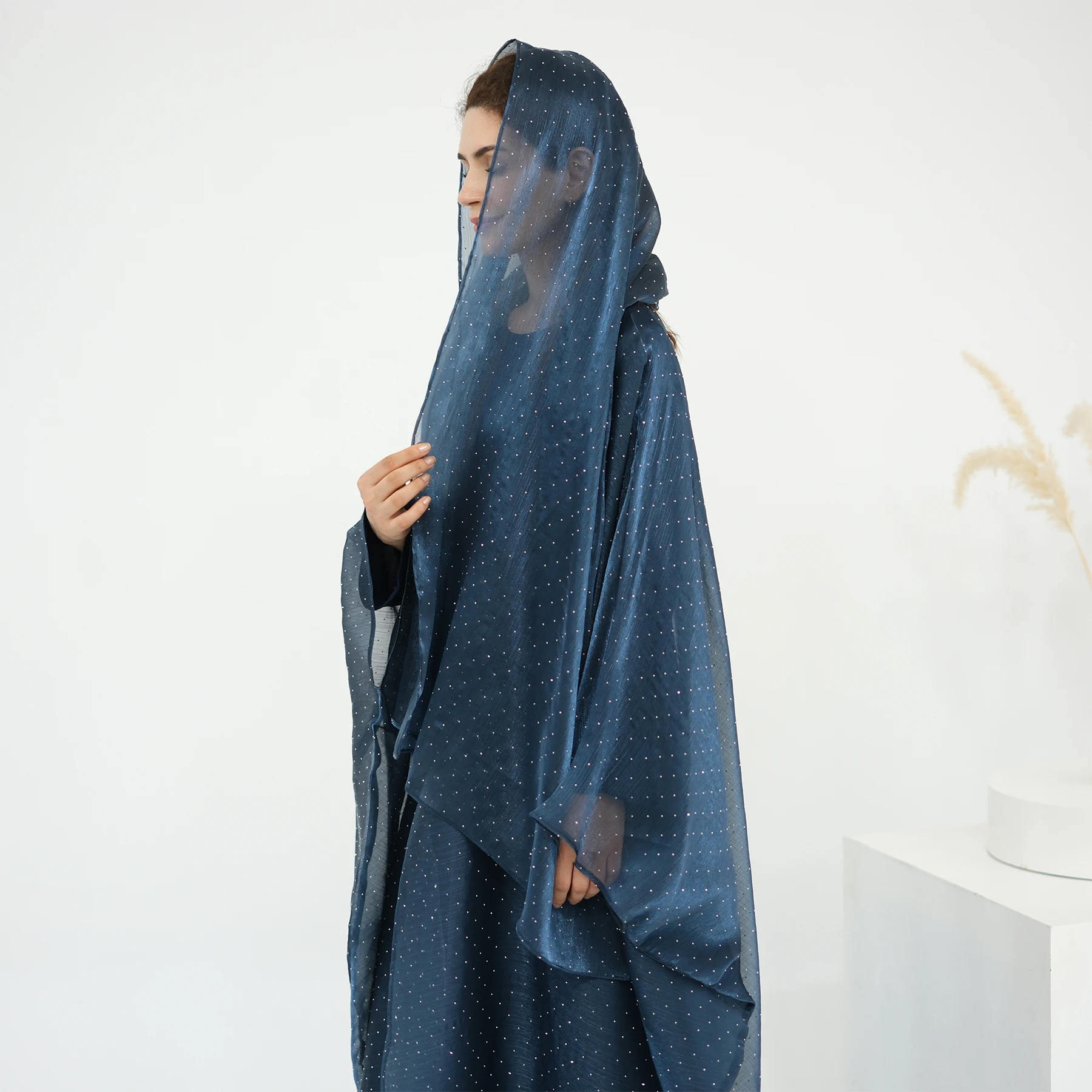 

Ramadan Eid Shiny Butterfly Kaftan Abaya (No Inner Dress)-Batwing Sleeves, Rhinestones Hotfix. Evening Party Summer Hijabi Robe