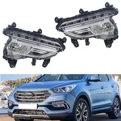 LED DRL Daytime Running Light For Hyundai Santa Fe Sport 2016 2017 2018 Fog Lights Headlight Fog lamp Assembly auto parts