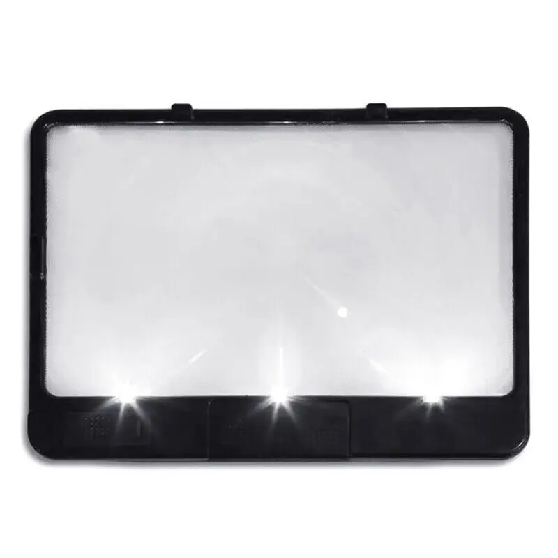 A56K Candy AS-SEEN-ON-TV Full Page Book Magnifier and Light to See Pages 3X Bigger, Optical Grade, Anti-Glare Black
