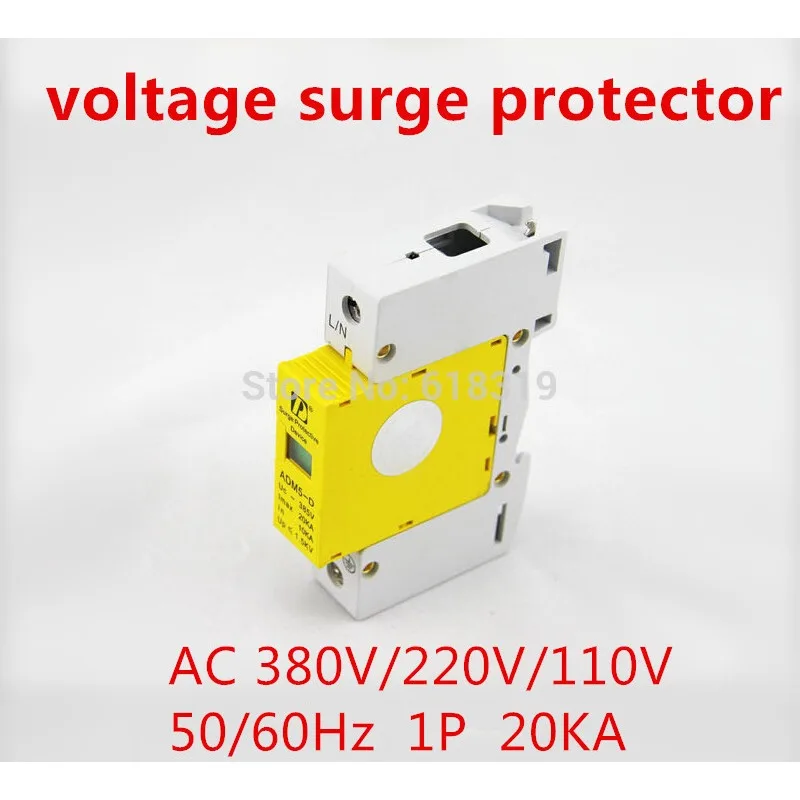 

(10 Pieces/lot) AC 385V 20KA Max Current 1P Standard 35mm DIN Rail Surge Protection Device Arrester