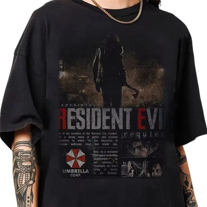 Send players the Umbrella Legion horror game AAA T-shirt 2026 retro Resident Evil Requiem shirt Resident Evil 9 sports shirt