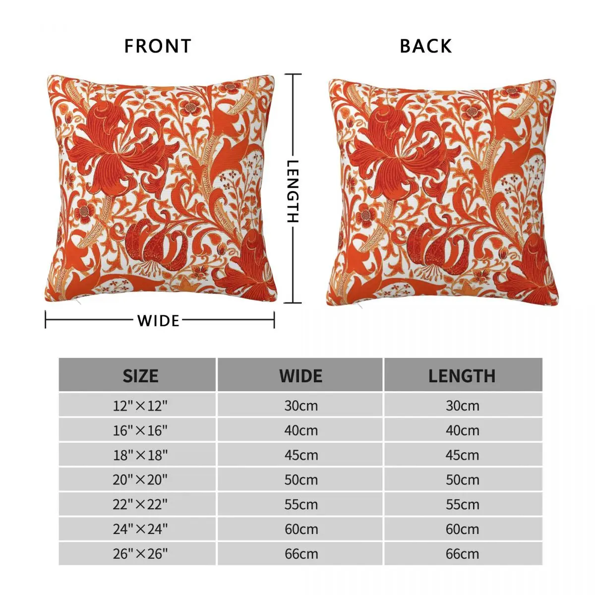 William Morris Iris Lily Orange Pillowcase Polyester Linen Velvet Pattern Zip Decor Throw Pillow Case Car Cushion Case 45x45