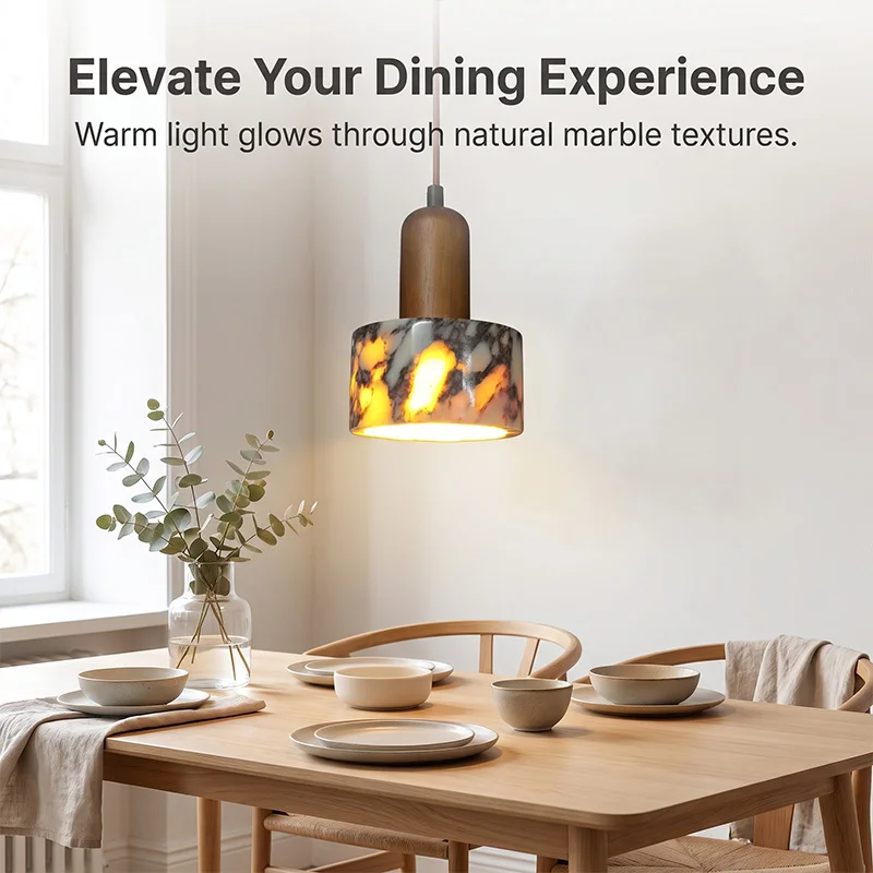 Simple Pendant Lamp, Luxurious and vintage Restaurant Bar Counter, Patterned Marble, Modern Bedroom Bedside Pendant Light