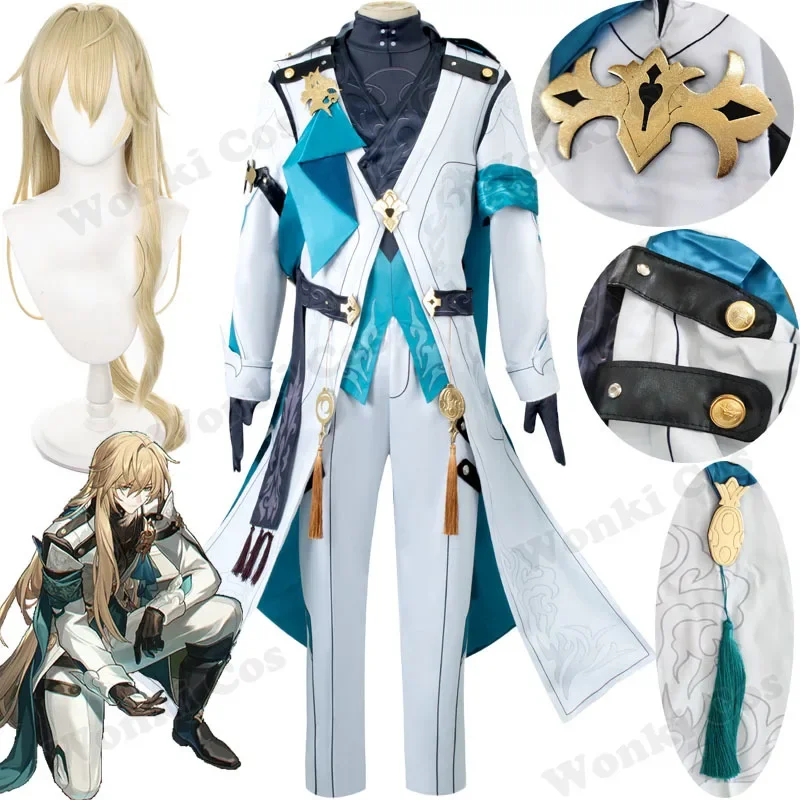 Star Rail Luocha Cosplay Costume Wig Blond Hair  Luo Cha Cosplay Full Set with Accessories for Men Party Costumes