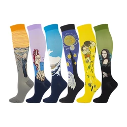 Compression Socks 20-30mmHg Running Basketball Golf Bicycle Masterpiece Painting Sports Socks Medical Varicose Edema Diabetes