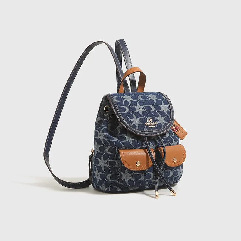 trendy-mini-retro-backpack-monogram-denim-patchwork-flap-drawstring-closure-casual-daily-shoulder-bag-for-ladies