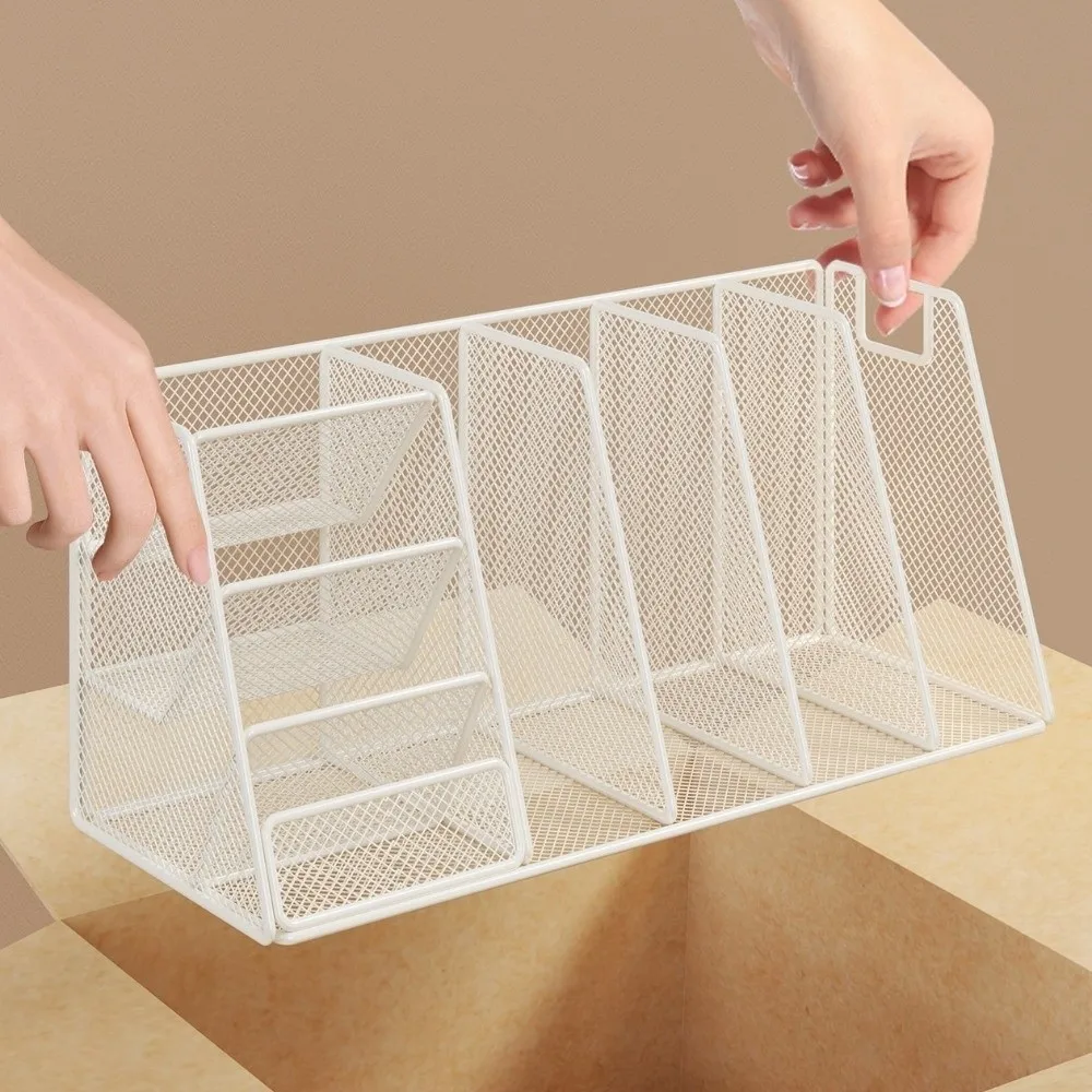 Standing Metal File Rack Multipurpose Space Saving Iron Mesh Holder 3/4 Layers Desktop Book Rack Document Organization