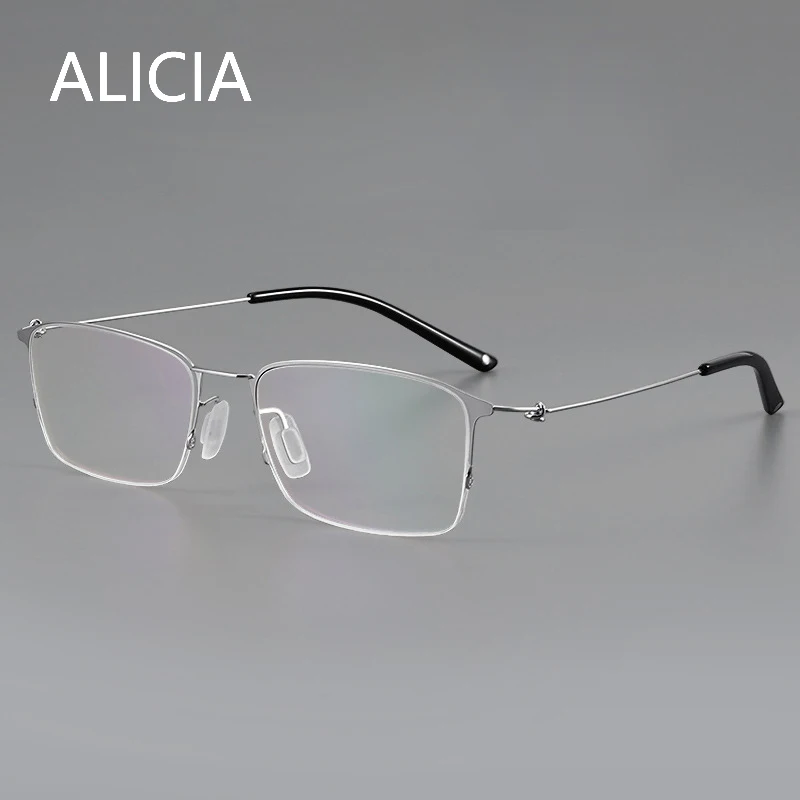 

AICIA Man Half Frame Glasses Square Ultra light Pure Titanium Spectacle Luxury Business Eyewear Optical Prescription Frames