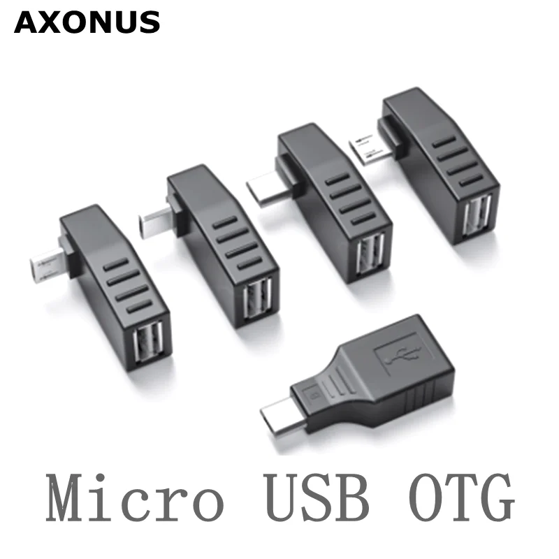 1pcs/ Micro USB  male to usb female USB OTG 90 degree adapter converter micro usb 2.0 for Mp3 360 degree male black wholesale