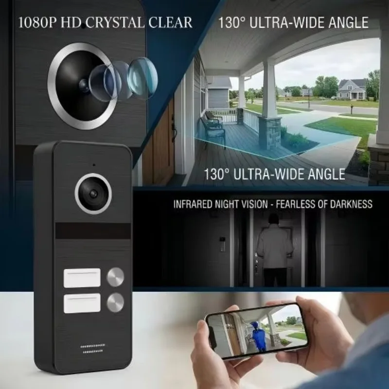 Waterproof Video Doorbell Camera with Day Night Vision Home Security Video Door Phone Intercom for Home Use