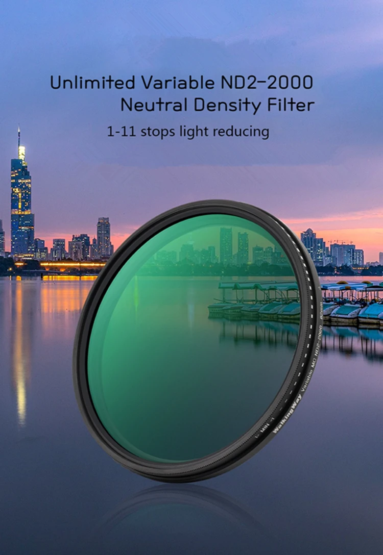 Variable ND Filter ND2-2000 (1-11 stops) Ajustable Neutral Density for Camera Lens Multi-coated Filter 49MM 52MM 58MM 67MM 77mm