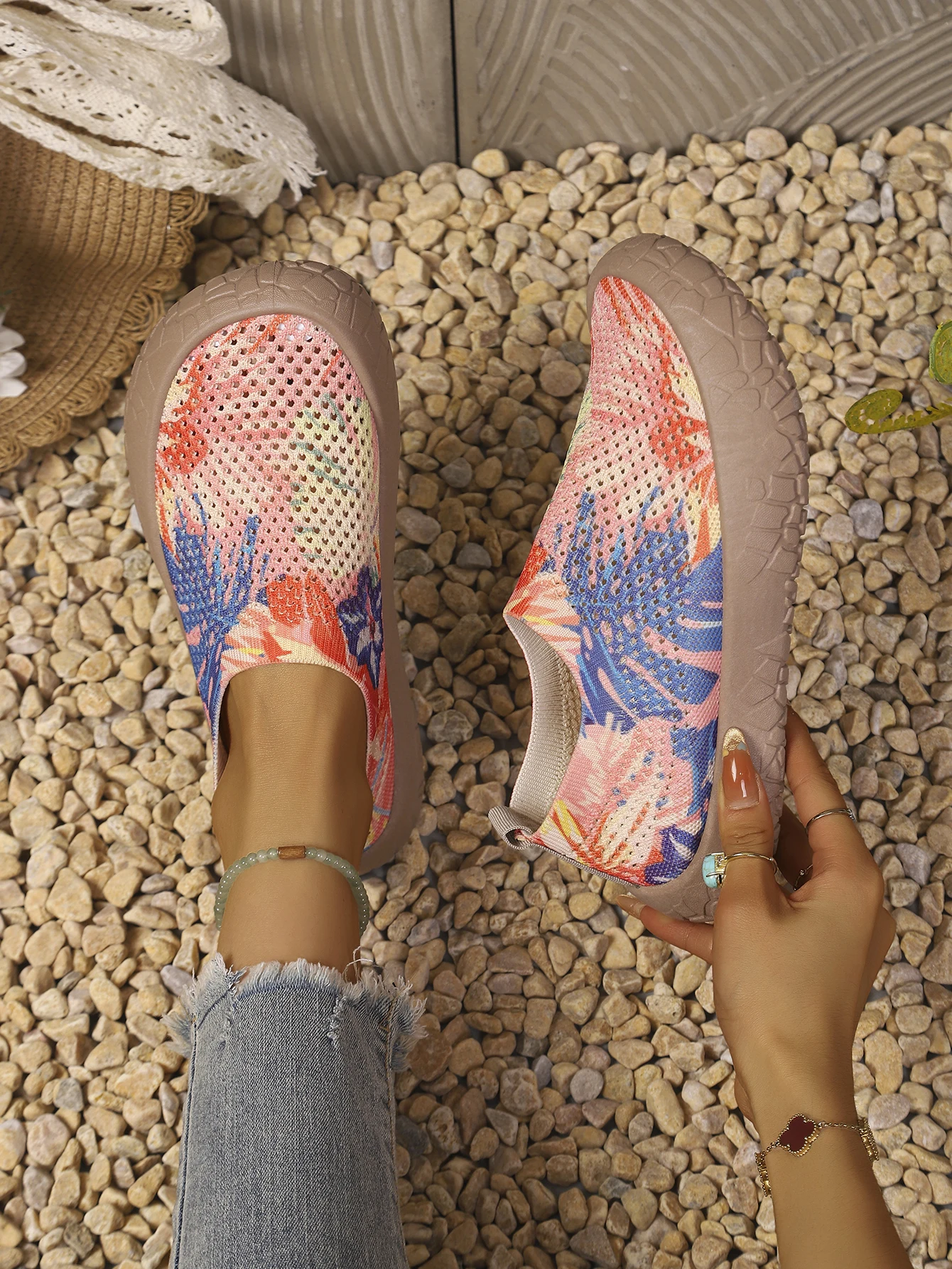 2026 Frühling Herbst Damen Slip-On Sneaker mit Sonnenblumenmuster, Leichte Atmungsaktive Rutschfeste Mesh-Herbst-Wanderschuhe, Park-Light-Wanderschuhe – Detail 17