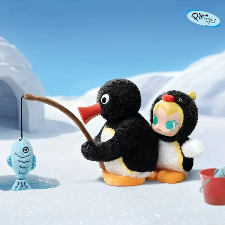 ของแท้ Baby Molly X Pingu Happy Fishing Series กล่องตาบอด Molly Collection ตุ๊กตาของเล่น Mystery Box น่ารัก Surprise ของขวัญ