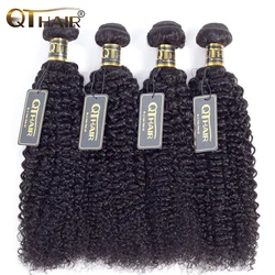 Tissage en lot mongol naturel crépu bouclé Remy, couleur naturelle, Extension de cheveux, 1/3/4 pièces