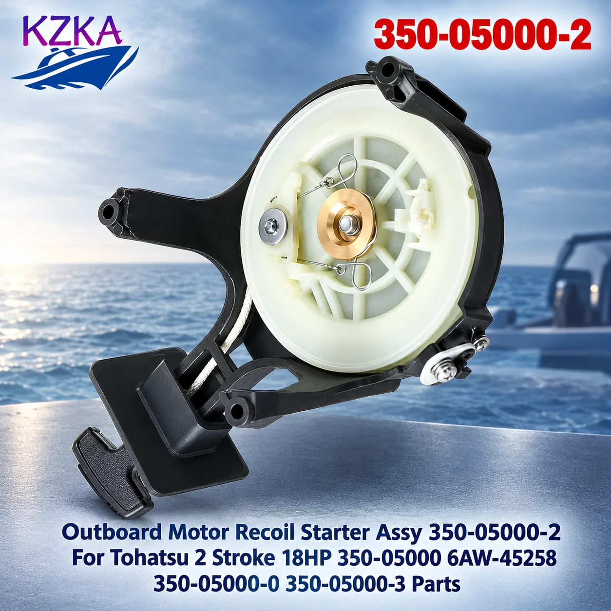 Outboard Motor Recoil Starter Assy 350-05000-2 For Tohatsu 2 Stroke 18HP 350-05000 6AW-45258 350-05000-0 350-05000-3 Parts
