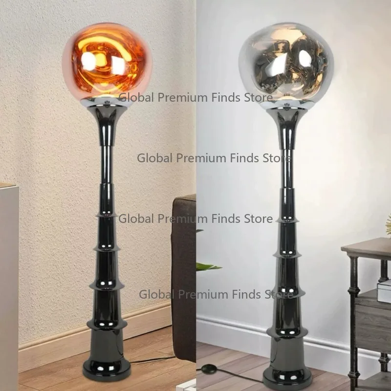 Iron Tower Lava Floor Lamp, Postmodern Designer Style, High-End Personality Floor Lamp for Living Room Sofa or Bedroom