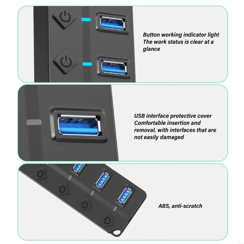 Q84A Altamente Velocidad 7/4Port USB2.0 CUCH SIGHTES INDIVIDUAL INDICADORES LED PARA PC LAPTOP
