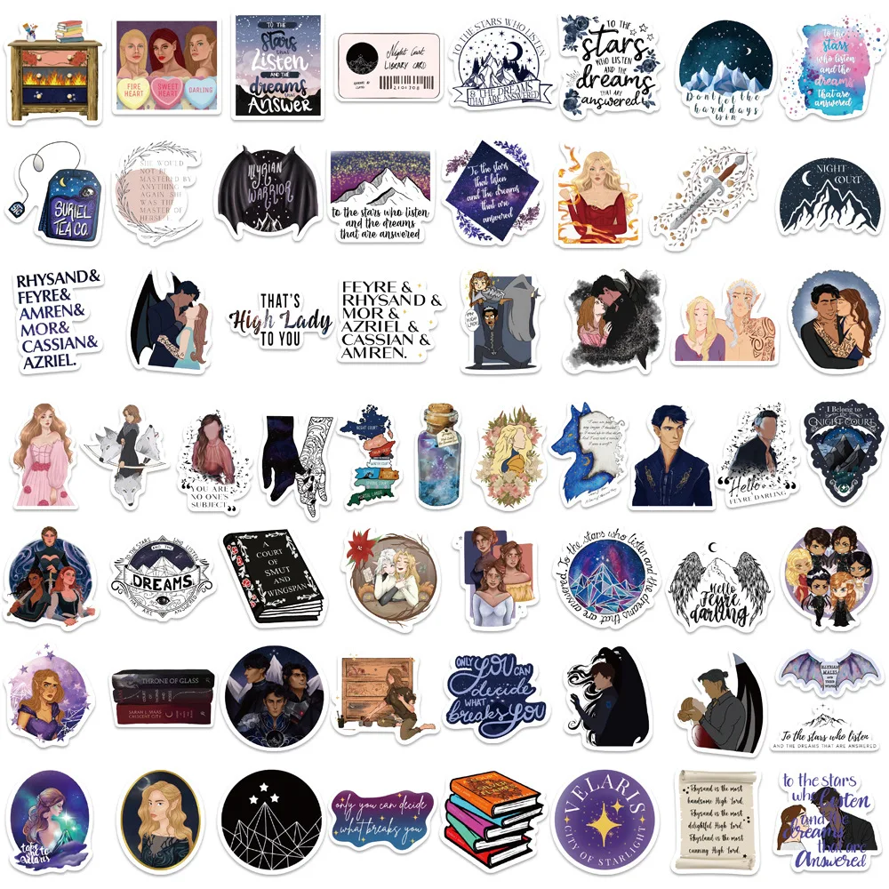 60Pcs Cartoon Acotar Merchandise Simple Stickers For Skateboard Scrapbooking Laptop Suitcase Kids Teens Adults Toys