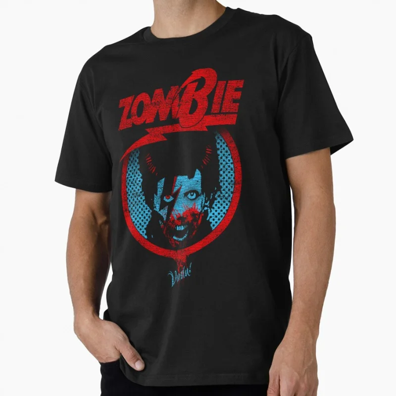 

Zombified Icon Bowie in a Dark Twist 80s horror movie Scary Halloween Gift t shirt for men Large size Tops 100% cotton clothes