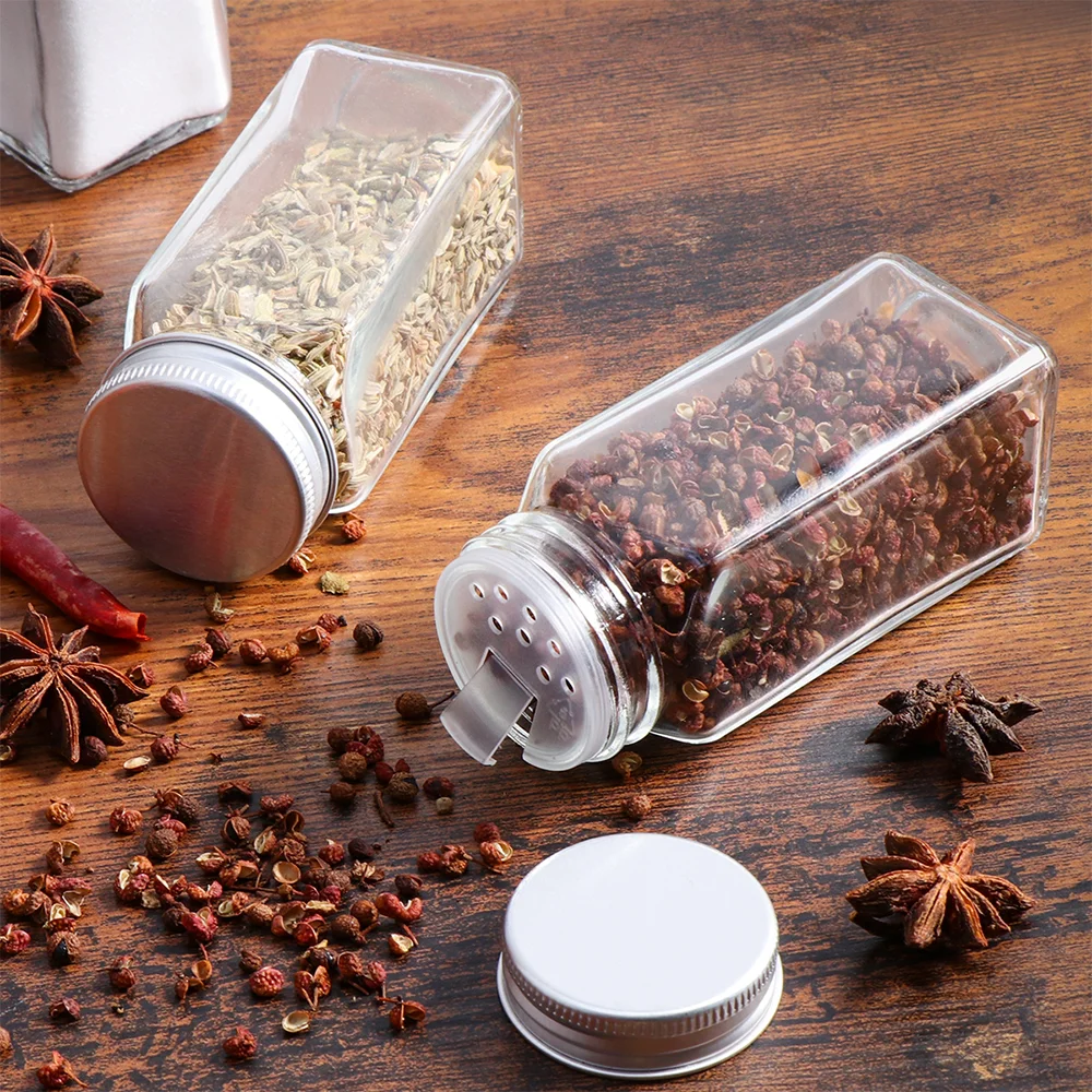 12Pcs Glass Spice Jars with Metal Lids Salt Pepper Shaker Spice Seasoning Containers Kitchen Spice Jar Organizer Set 120ML