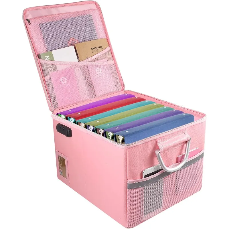 

Box File Organizer Box, Fireproof File Cabinet Storage Filing Cabinet with Lock, Portable Office Safe