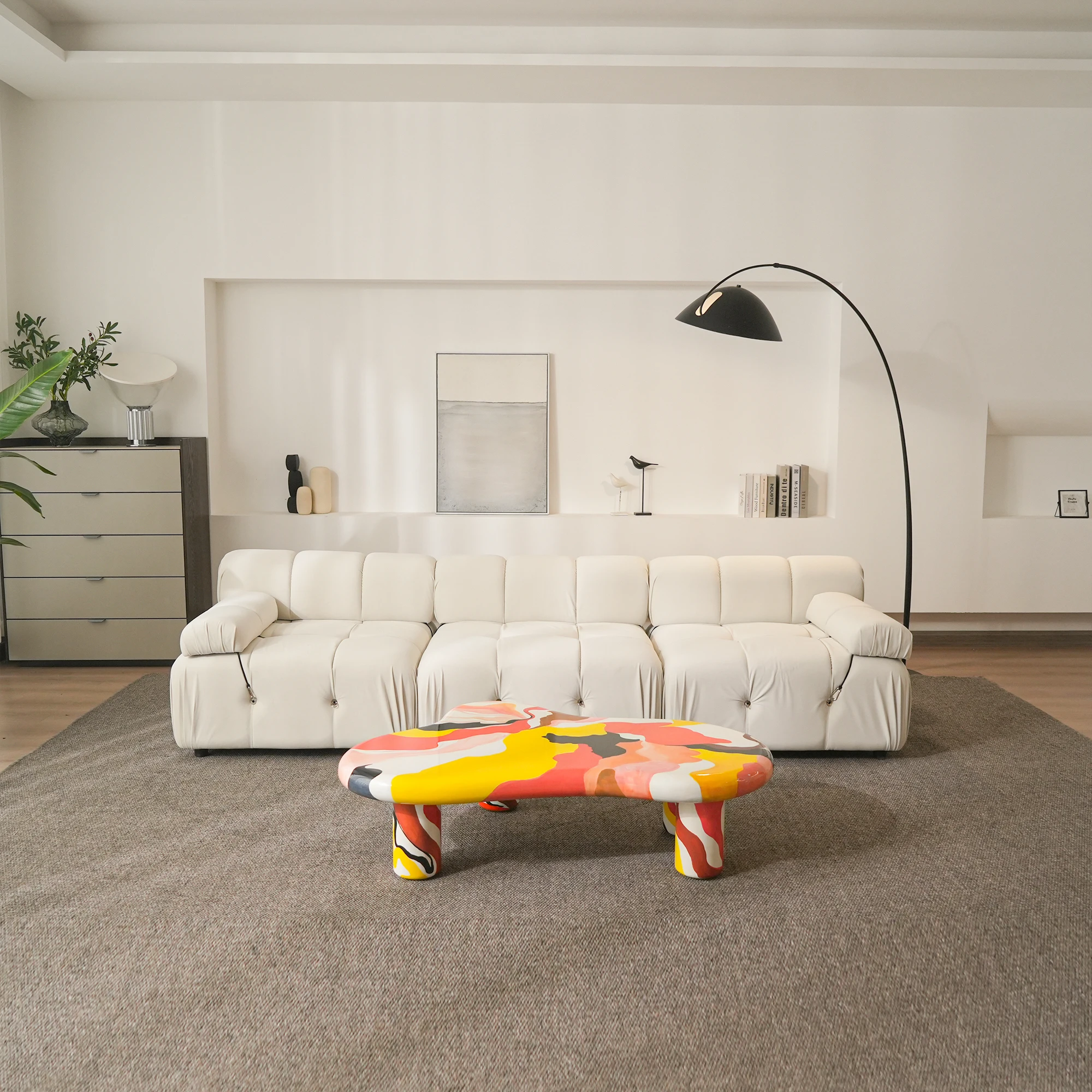 

ATUNUS USA in Stock Drop Shipping Nordic Minimalist Mini Unique Colorful Elegant Coffee Table Unit Cream Cloud Tea Table