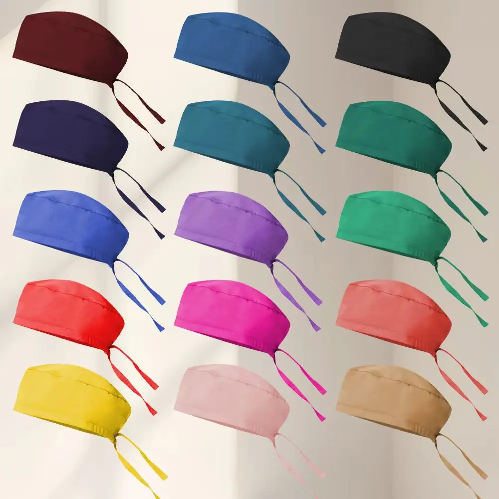 24 Solid Colors Women Hats Nurses Working Hat 4-way Stretch Short Hairs Scrubs Skullcap for Men F-SG-02