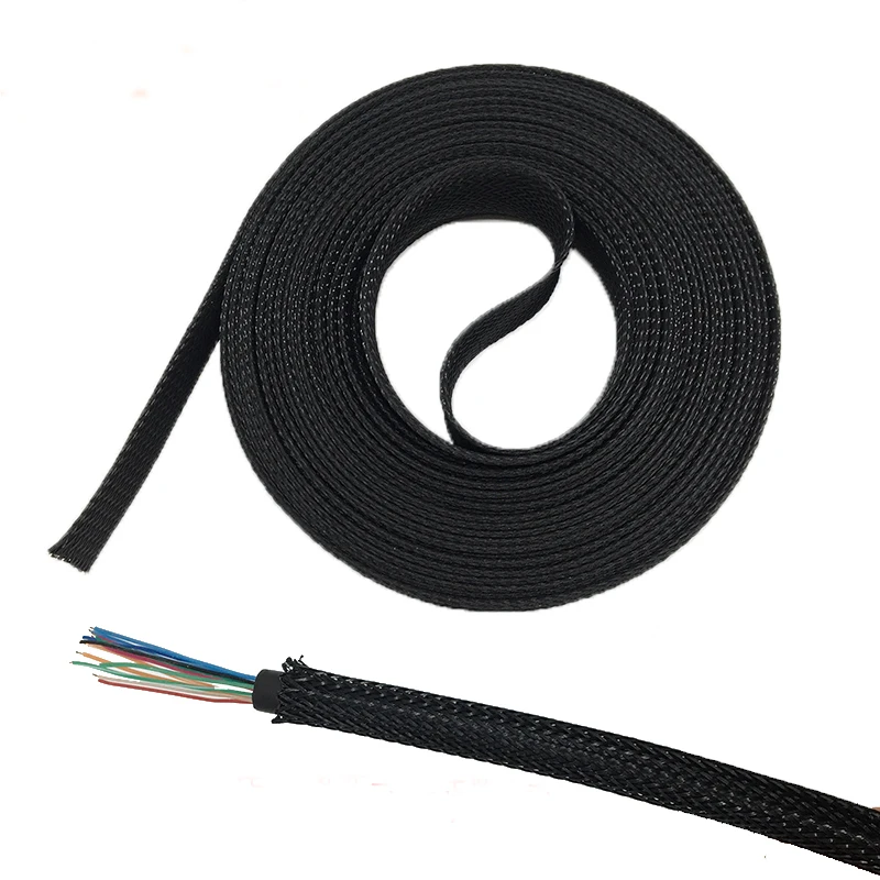 5M Insulated Braid Sleeving Flame-retardant 3/6/8/10/12/16/20/25/30mm Tight PET Wire Cable Gland Protection Cable Sleeve Durable