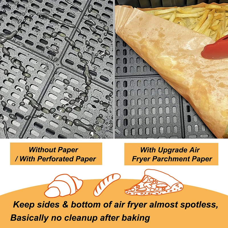 Rectangle Disposable Airfryer Baking Paper Liner Waterproof Oilproof Non-Stick Baking Mat for Ninja Foodi Air Fryer Accessories