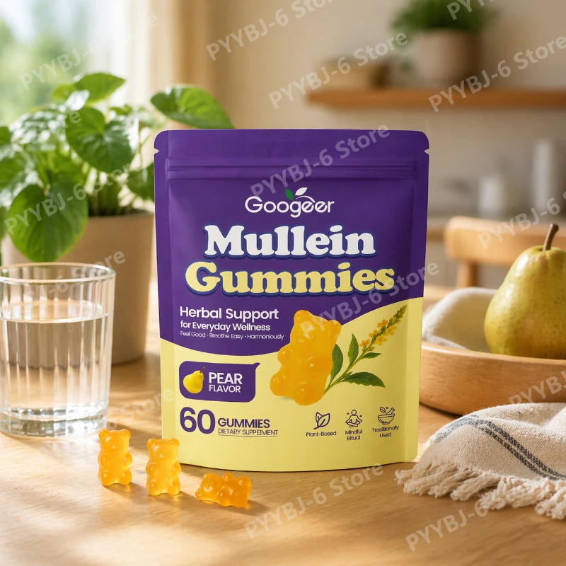 

Mullein Gummies Pear Flavor 60Gummies Plant Based Herbal Dietary Supplement for Wellness Support Vegan Non-GMO Gluten-Free