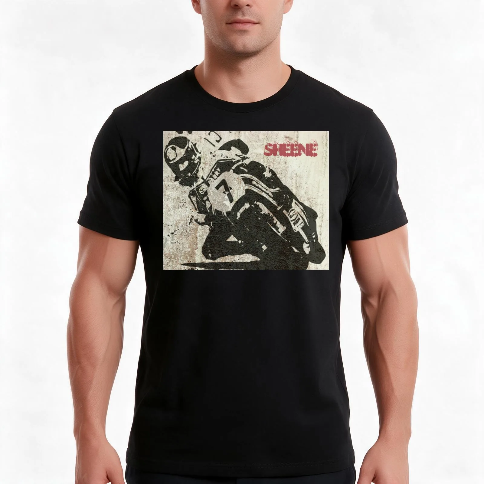 Graffiti Art: Number 7: Barry Sheene T-Shirt, Summer Casual Cotton Tee, Oversized Streetwear Tops, Vintage Graphic Print