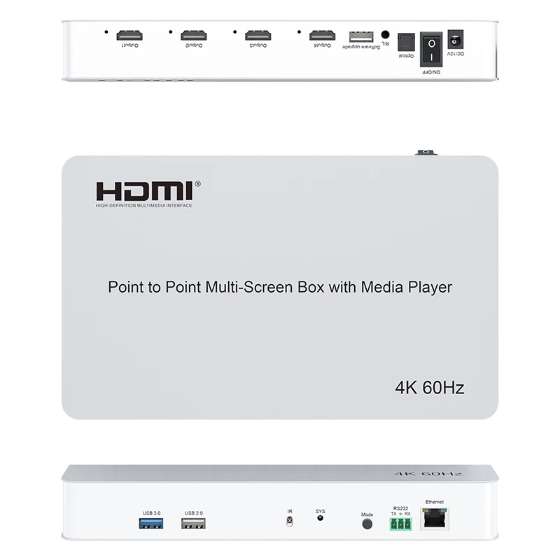 4K60hz TV Splicer 1x2 1x3 1x4 2x2 HDMI Video Wall Controller Point To Point Multi Screen Box Support U Disk Play Mouse Keyboard