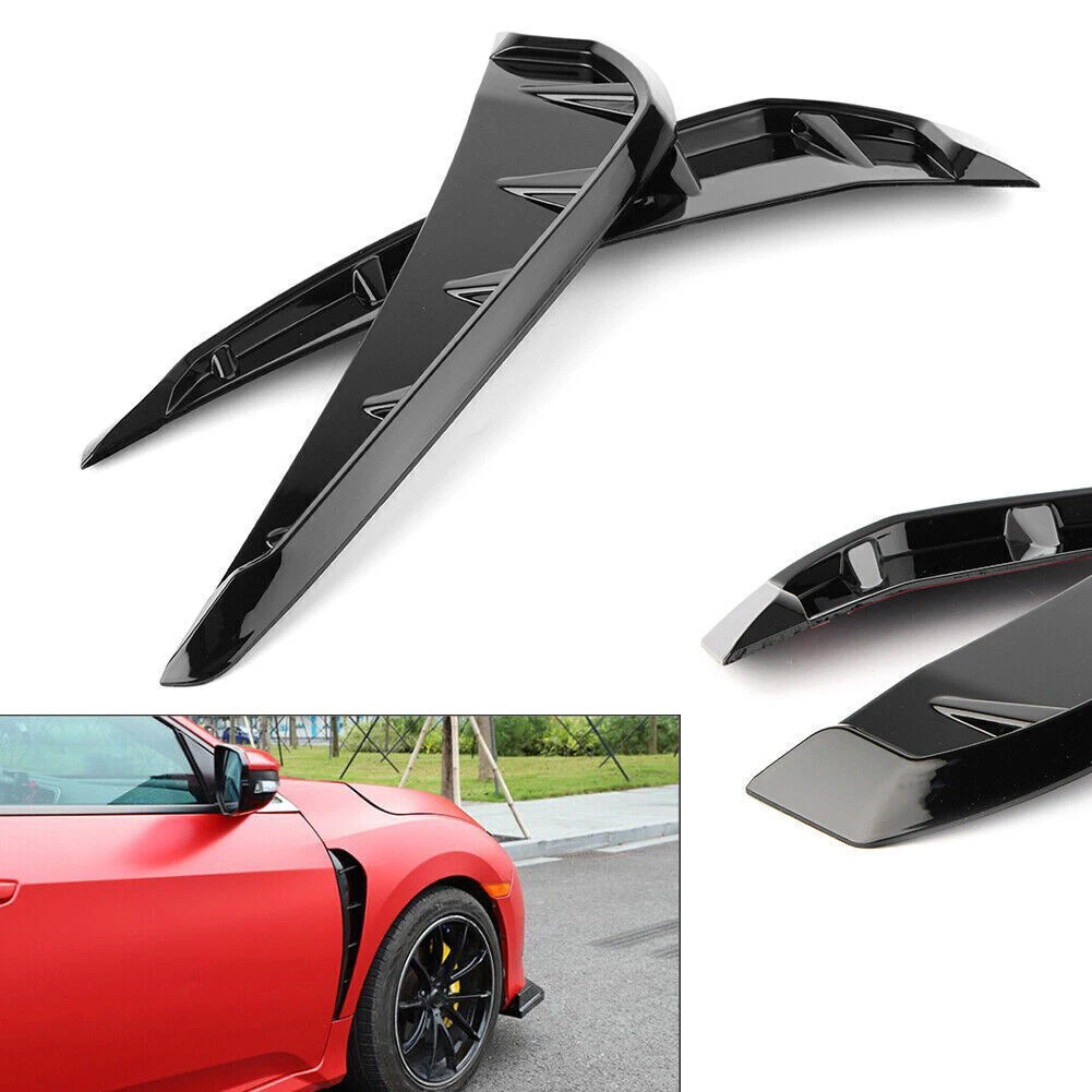 Improve Stability during High Speed Driving with Glossy Black Side Door Wing Fender Air Vent Cover Trim for Honda For CIVIC