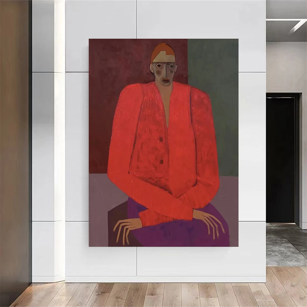 

Wabi-Sabi Mid-Century Modern Hand-Painted Abstract Figure Oil Painting Living Room Decoration Hanging Painting，Canvas Wall Art